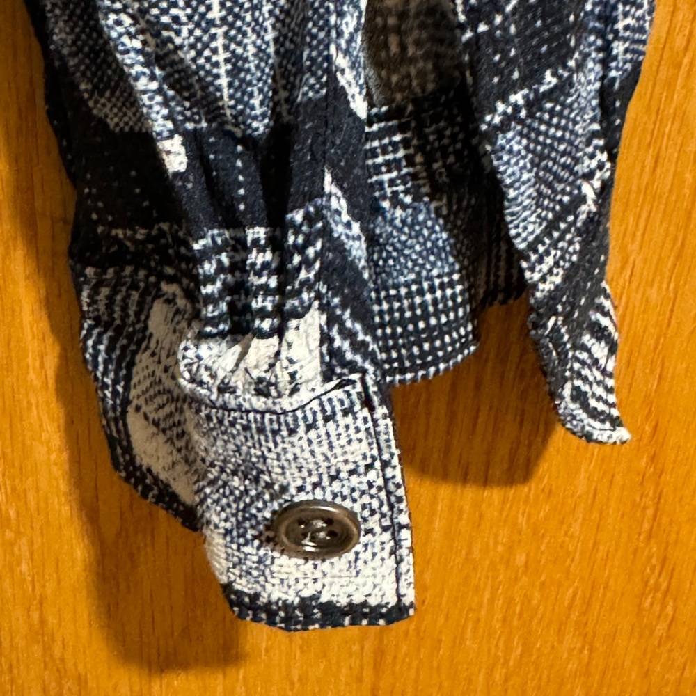 Karen Kane Patchwork Print Peplum Blue Checked Blouse. Women’s Small. - Picture 3 of 5